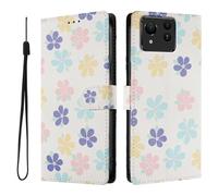 SNCLET Cover per Asus Zenfone 11 Ultra 5G Custodia a Libro Pelle PU con Supporto Integrato,Slot per Carte,Cinturino da Polso,Chiusura Magnetica Protettiva TPU Custodia,Fiori Colorati