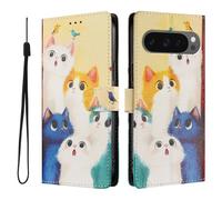 SNCLET Cover per Google Pixel 10 Pro XL Magnetica Custodia Pelle PU con Interno in TPU,Supporto Integrato,Slot per Carte,Retrò Motivo Decorativo Protettiva Cover,Gattino Grazioso
