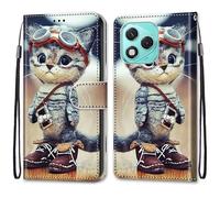 SNCLET Cover per Honor 400 Lite 5G Slim Cover Full Protezione Silicone Custodia Pelle PU Portafoglio con Slot per Schede Magnetica Wallet Custodia per Honor 400 Lite 5G,Gatto Dei Cartoni