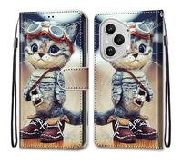 SNCLET Cover per Honor 400 Pro 5G Slim Cover Full Protezione Silicone Custodia Pelle PU Portafoglio con Slot per Schede Magnetica Wallet Custodia per Honor 400 Pro 5G,Gatto Dei Cartoni