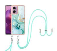 SNCLET Cover per Motorola Moto G24 Custodia con Collana Regolabile Crossbody Cover Lanyard Collana Antiurto Anti Scratch TPU Edges Necklace Custodia per Motorola Moto G04/G24 Phone Cover,Verde D'oro