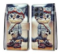 SNCLET Cover per Motorola Moto G86 Power Slim Cover Full Protezione Silicone Custodia Pelle PU Portafoglio con Slot per Schede Magnetica Wallet Custodia per Motorola Moto G86 Power,Gatto Dei Cartoni