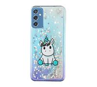 SNCLET Cover per Samsung Galaxy S23 FE Glitter Custodia Sabbie Mobili Cover Trasparente Liquido Brillantini Sequin Cristallo Copertura Protettiva Case Morbido per Samsung Galaxy S23 FE,Un Unicorno