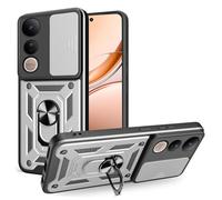 SNCLET Cover per vivo V50 Lite 4G Bumper Custodia con Protezione Fotocamera con 360°Anello Supporto Protettivo PC Rigido e TPU Bumper Antiurto AntiGraffio Case per vivo V50 Lite 4G,D'argento