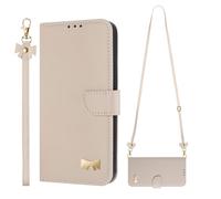 SNCLET Custodia Phone per Redmi NOTE 12 PRO PLUS 5G Cover con Decorazioni Fiocchi, Magnetica, Braccialetti, Cordoncini Lunghi con Fiocco, Antiurto, Antigraffio, 360° Protezione per Telefono,Albicocca