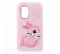 SNCLET Fluffy Plush Custodia per Honor Play10 Silicone Cover TPU Shockproof Custodia in peluche Cute Coniglio Bunny Bling Diamond Phone Cover Fluffy Fur Case per Honor Play10,Coniglio Rosa