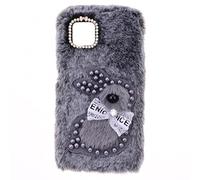 SNCLET Fluffy Plush Custodia per Honor Play10A Silicone Cover Shockproof Anti Scratch Custodia in peluche Cute Coniglio Bunny Bling Diamond Fluffy Case per Honor Play10A,Coniglio Grigio