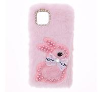 SNCLET Fluffy Plush Custodia per Umidigi G5A Case TPU Silicone Case Shockproof Custodia in peluche Cute Coniglio Bunny Bling Diamond Fluffy Fur Case Donne per Umidigi G5A,Coniglio Rosa
