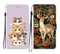 SNCLET Gattini e Cervo Custodia per Samsung Galaxy A15 Custodia Wallet Flip in Pelle PU con Supporto Chiusura Magnetica Slot Carte Tasca Laterale per Samsung Galaxy A15