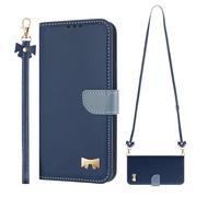 SNCLET Mini Borse per Cellulare per Honor Magic 7 LITE Custodia,Flip Cover Portafoglio con Tracolla Borsa Porta cellulare,Decorazioni Fiocchi Magnetica Custodia per Honor Magic 7 LITE,Blu scuro