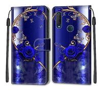 SNCLET per alcatel 1S 2020 Custodia in Pelle PU,per alcatel 3L 2020 Magnetica Custodia Antigraffio Case Premium Flip Case Porta Carte Wallet Cover per alcatel 1S 2020/3L 2020,Blue Rose