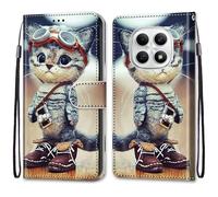 SNCLET Wallet Cover per Redmi Note 15 5G Slim Cover Full Protezione Silicone Custodia Pelle PU Portafoglio con Slot per Schede Magnetica Custodia per Redmi Note 15 5G,Gatto Dei Cartoni