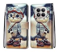 SNCLET Wallet Cover per Redmi Note 15 Pro 4G Slim Cover Full Protezione Silicone Custodia Pelle PU Portafoglio con Slot per Schede Magnetica Custodia per Redmi Note 15 Pro 4G,Gatto Dei Cartoni