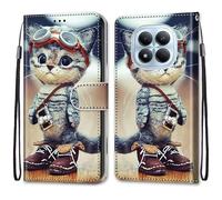 SNCLET Wallet Cover per Redmi Note 15 Pro 5G Slim Cover Full Protezione Silicone Custodia Pelle PU Portafoglio con Slot per Schede Magnetica Custodia per Redmi Note 15 Pro 5G,Gatto Dei Cartoni