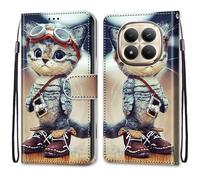 SNCLET Wallet Cover per Redmi Note 15 Pro+ 5G Slim Cover Full Protezione Silicone Custodia Pelle PU Portafoglio con Slot per Schede Magnetica Custodia per Redmi Note 15 Pro+ 5G,Gatto Dei Cartoni