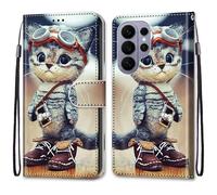 SNCLET Wallet Cover per Samsung Galaxy S26 Ultra Slim Cover Full Protezione Silicone Custodia Pelle PU Portafoglio con Slot per Schede Magnetica Custodia per Samsung Galaxy S26 Ultra,Gatto Dei Cartoni