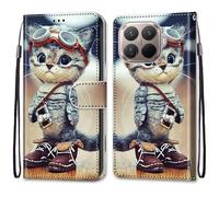 SNCLET Wallet Cover per Xiaomi 15T Pro 5G Slim Cover Full Protezione Silicone Custodia Pelle PU Portafoglio con Slot per Schede Magnetica Custodia per Xiaomi 15T Pro 5G,Gatto Dei Cartoni