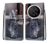 SNCLET Wallet Custodia per Honor Magic8 Pro Magnetica Case Protettiva Custodia Antigraffio PU Pelle Portafoglio Flip Supporto Porta Carte Bumper Cover per Honor Magic8 Pro,Kitten-Tiger