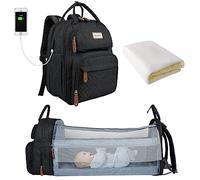 SNDMOR Zaino per fasciatoio, Borsa per fasciatoio con fasciatoio, Borsa per bebè unisex grande con fasciatoio, Grande capacità, Impermeabile alla moda (Nero)