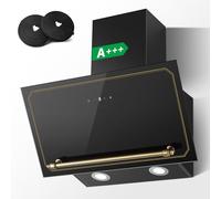 SNDOAS Cappa Aspirante 60 cm, Classe A+++ Cappa da Cucina Inclinata 400 m³/h, Senza Testa, 3 Livelli con Touch Screen, Filtro a Carboni, Esterna/Ricircolo, Vetro Temperato, Illuminazione a LED, Nero