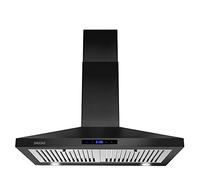 SNDOAS Cappa da cucina 75 cm per parete, in acciaio inox, nero, estrattore e purificatore, 3 velocità di aspirazione, pannello digitale-touch, illuminazione a LED, filtri metallici lavabili