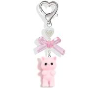 Sndperiexam 1 portachiavi rosa a forma di gatto, portachiavi sfocato estetico abbinato delicato decorazione gattino Y2K ciondolo a forma di fiocco a cuore per donne ciondoli per zaino, borsa, telefono