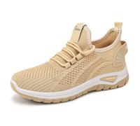 Sneaker alla moda in rete traspirante con lacci, scarpe da corsa casual da donna, leggere, comode, dal design versatile, per tutti i giorni e i viaggi, beige., 43 EU