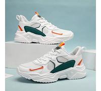 Sneaker atletiche da uomo con stampa di lettere e blocchi di colore, stringate, scarpe da piattaforma alla moda, scarpe sportive casual per studenti, scarpe da corsa su strada - scarpe da tennis da uo