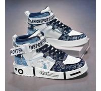 Sneaker casual alla moda da uomo, scarpe bianche con stampa graffiti personalizzata, adatte per ragazzi adolescenti CN39,CN40,CN41,CN42,CN43,CN44,CN45