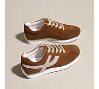 Sneaker casual versatile da donna, punta tonda, basso, comoda e piatta, stile retrò sportivo, con blocchi di colore, disponibile in rosso, verde, giallo, taglie dalla 35 alla 43 per taglie forti CN35,