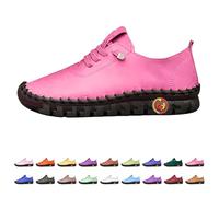Sneaker da donna 42 larghezze H, scarpe estive da donna, comode in pelle, leggere, impermeabili, da corsa, antiscivolo, per il tempo libero, lacci, suola morbida, scarpe da ginnastica, Rosa acceso