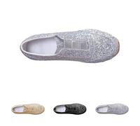 Sneaker da donna con glitter eleganti, scarpe da ginnastica metallizzate hippie, scarpe da corsa con paillette, lucide, per feste, per il tempo libero, scarpe da passeggio, argento, 35 cm EU