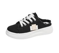 Sneaker da donna con plantare, ciabatte chiuse, slip-on in tela, Nero , 40 EU