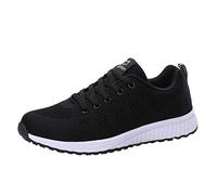 Sneaker da donna con suola antiscivolo, leggere, antiscivolo, per il tempo libero, con lacci, traspiranti, per camminare, fitness, comode, con protezione completa, Nero , 35 EU