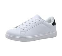 Sneaker da Donna con Suola Piatta, Scarpe Sportive da Donna in Pelle Bianca, per Il Tempo Libero, Leggere, per Camminare, Sportive, da Jogging, con Lacci Running Shoes