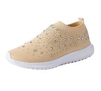 Sneaker da donna, confortevole, piede largo, scarpa comfort ortopedica, cachi., 36 EU