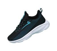 Sneaker da donna estive in rete traspirante, slip-on con lacci, leggere, antiurto, comode, scarpe da corsa, per camminare, per attività all'aperto, atletiche, Nero , 35 EU