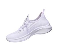 Sneaker da donna, leggere, traspiranti, scarpe da corsa, scarpe da ginnastica, antiscivolo, da jogging, per il fitness, per la corsa sulla strada, per le attività sportive, bianco, 34 EU