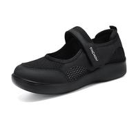 Sneaker da donna per il tempo libero, traspiranti, slip-on basse, comode scarpe da trekking in rete, con punta rotonda, per l'uso quotidiano, incontri viaggi, Nero , 39 EU
