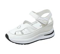 Sneaker da donna, scarpe da corsa, scarpe da ginnastica da donna, per il tempo libero, con suola spessa, cave, alla moda, classiche scarpe da corsa in pelle, bianco, 39 EU