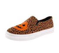 Sneaker da donna scarpe da corsa slip on scarpe casual da donna Europa gli Stati Uniti Halloween Colorblocking stampa casual Shallow Mouth Low Top scarpe casual scarpe da ginnastica da donna, marrone