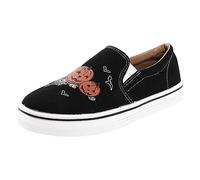 Sneaker da donna scarpe da corsa slip on scarpe casual da donna Europa gli Stati Uniti Halloween Colorblocking stampa casual Shallow Mouth Low Top scarpe casual scarpe da ginnastica da donna, Nero