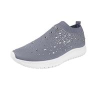 Sneaker da donna scarpe da ginnastica con un piede, staffe, set con leggero tessuto di mosca, traspiranti, suola morbida, jogging, running, walking, grigio., 39 EU