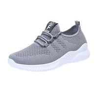 Sneaker da donna, scarpe sportive estive, in rete, traspiranti, comode, da jogging, tinta unita, leggere, con suola morbida, per attività all'aperto, corsa, casual, con lacci, 35-40,5 EU, grigio., 38