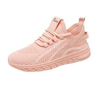 Sneaker da donna sportive stagioni, punta rotonda, bocca profonda, scarpe con lacci, scarpe casual, scarpe a rete traspiranti, scarpe basse per fitness, trekking, basket, tennis, sport, Colore: rosa