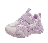 Sneaker da ragazza, in rete, scarpe sportive, per scarpe da ginnastica a forma di stella, scarpe da ginnastica per bambini, scarpe da corsa antiscivolo, suola morbida, per il tempo libero, Lilla, 32