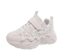 Sneaker da ragazza, in rete, scarpe sportive, per scarpe da ginnastica a forma di stella, scarpe da ginnastica per bambini, scarpe da corsa antiscivolo, suola morbida, per il tempo libero, bianco, 31