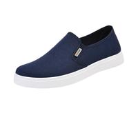 Sneaker da uomo, colore nero, per il tempo libero, slip-on, di sicurezza, comode, scarpe piatte larghe, per la vita quotidiana, scarpe sportive traspiranti, tinta unita, Blu, 44 EU