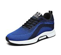 Sneaker da uomo con altezza integrata, tomaia in rete traspirante, con lacci, tacco a zeppa nascosta, scarpe da corsa ultra leggere per l'uso quotidiano, 6 cm, vestibilità comoda, Blu scuro, 40 EU