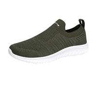 Sneaker da uomo con plateau piatti, in rete, traspiranti, leggere, comode, da palestra, in memory foam, per il tempo libero, ammortizzate, con fondo spesso, scarpe da trekking casual, verde militare